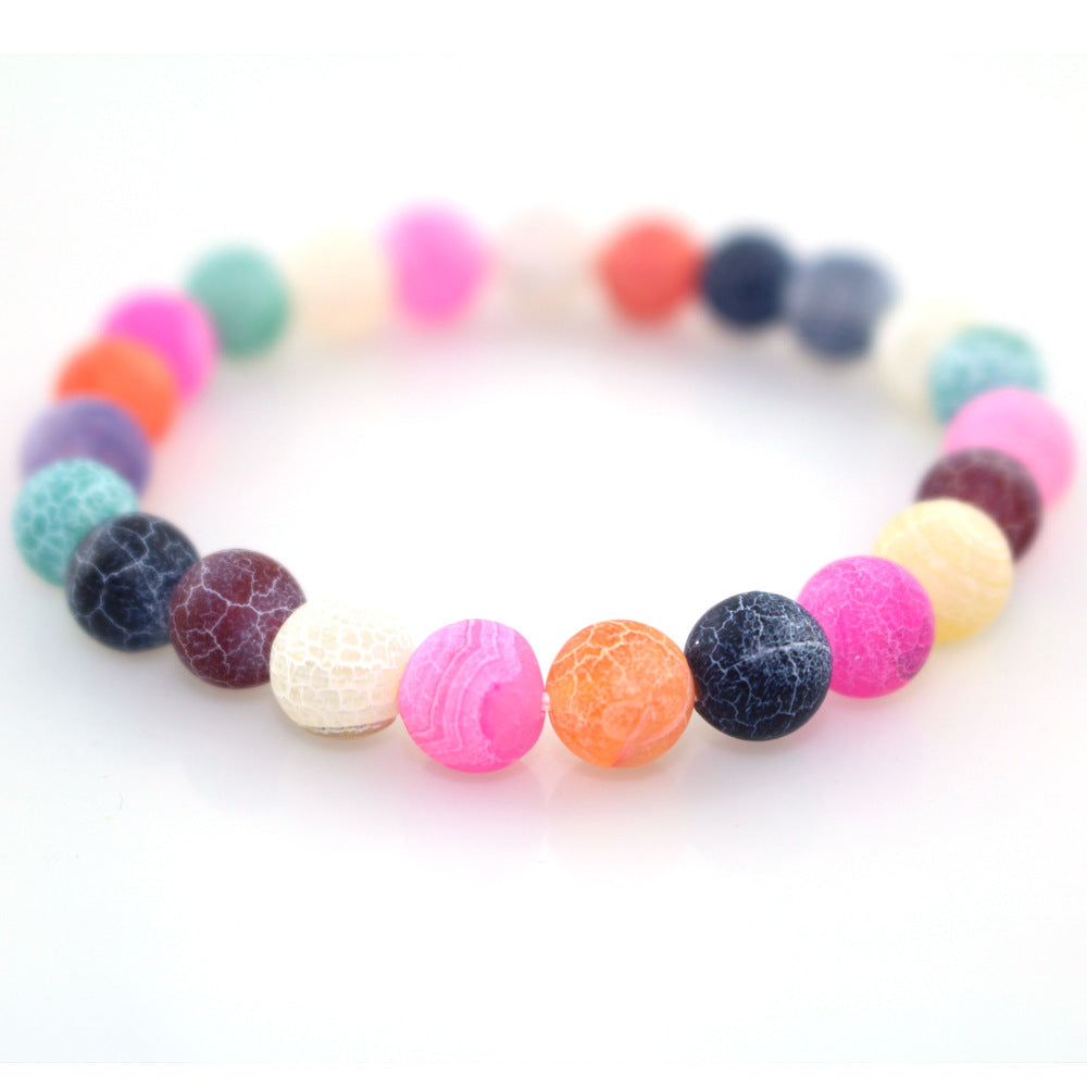 Retro Round Beaded Natural Stone Matte Finish Unisex Bracelet Set