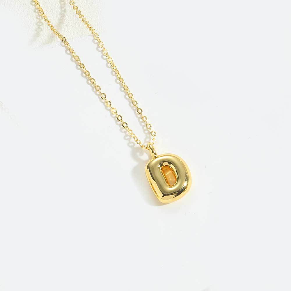 14K Gold Plated Copper Initial Pendant Necklace