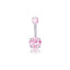 Heart Shape Zircon Inlay Stainless Steel Belly Ring with Pink Butterfly Pendant