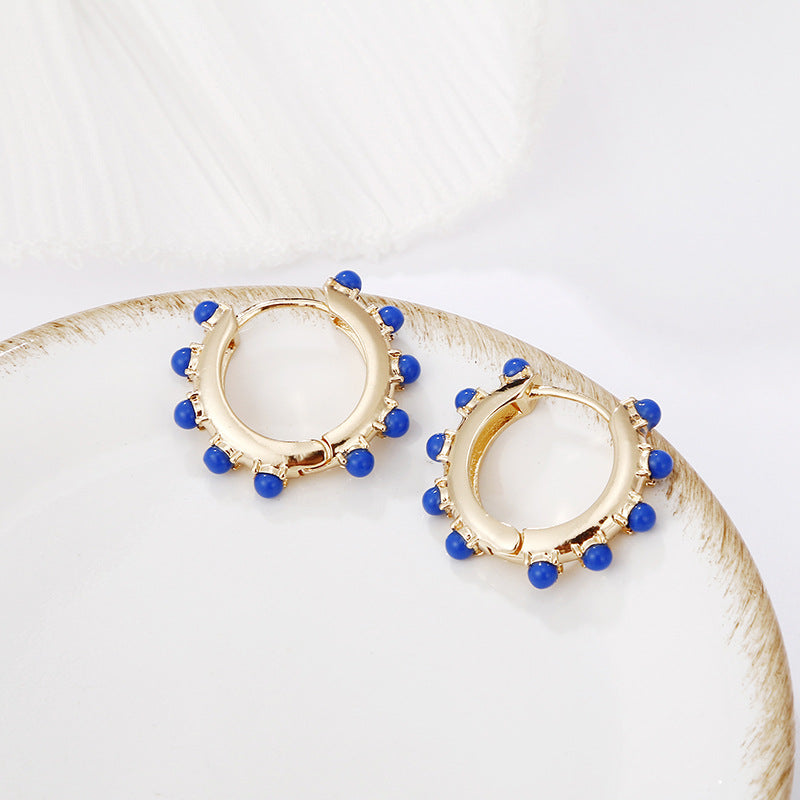 Hollow Color Round Pearl Earrings