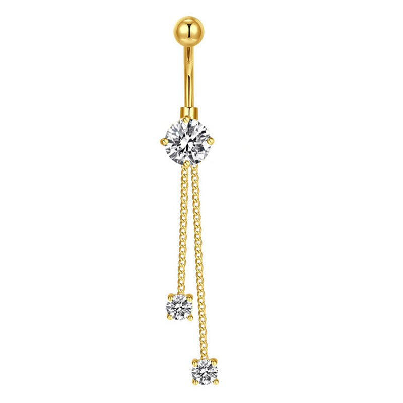 1 Piece Heart & Butterfly Zircon Inlay Stainless Steel Belly Ring Set