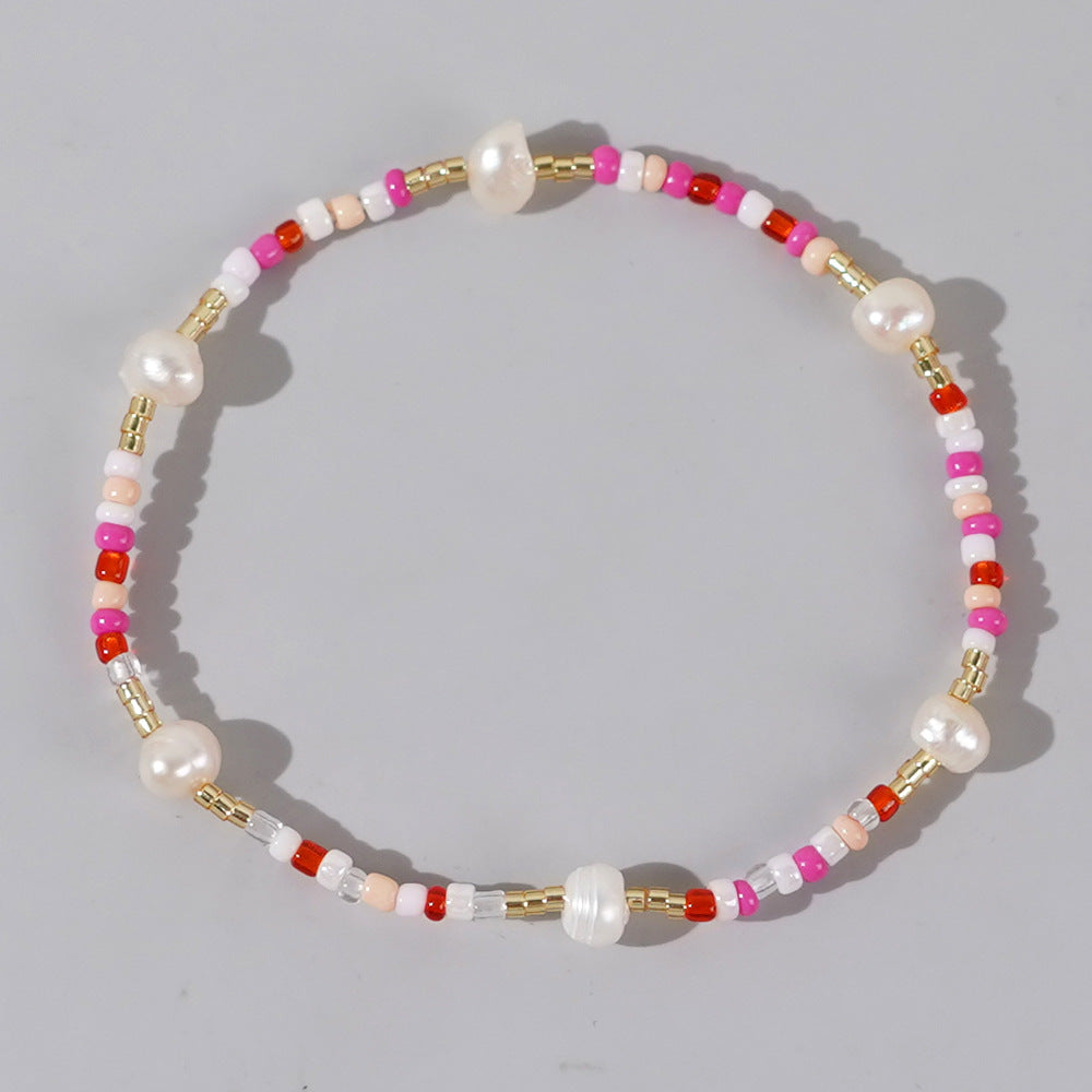 Simple Style Freshwater Pearl and Colorful Bead Bracelet for Women