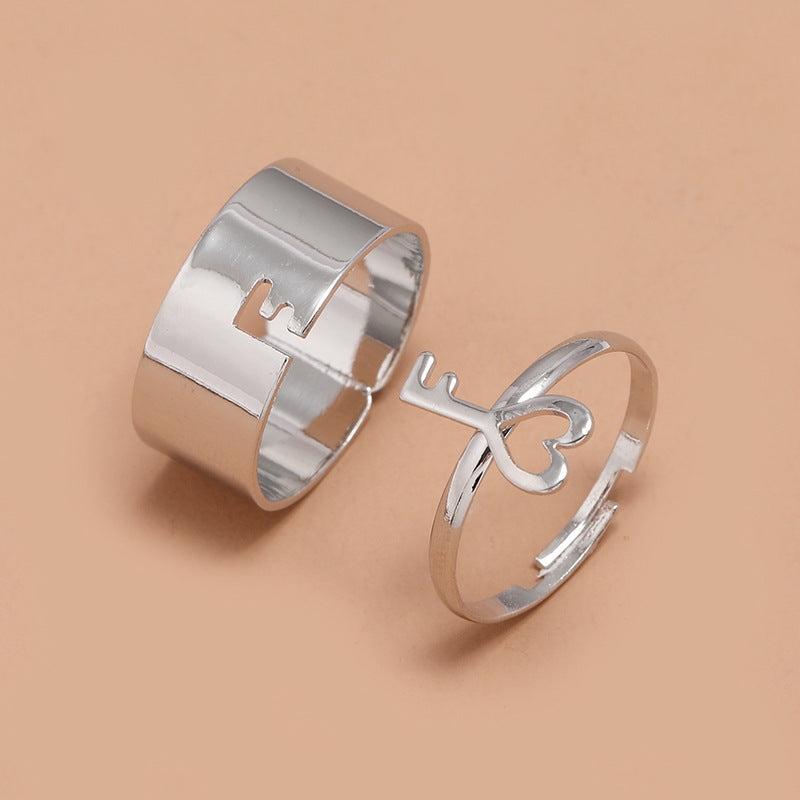 Simple Punk Hollow Universe Planet Adjustable Couple Rings Set