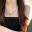 Simple Classic Cross Gold Plated Layered Necklace with Pearl Pendant