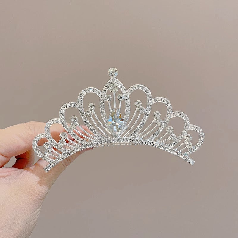 Children's Geometric Pearl Alloy Crown Hair Comb