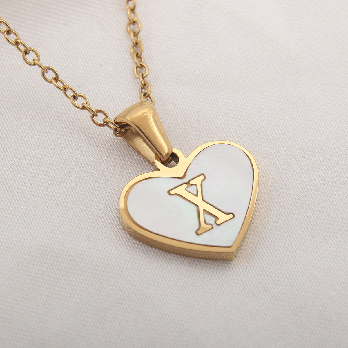 Casual Letter Stainless Steel Plating Inlay Shell Gold Plated Pendant Necklace