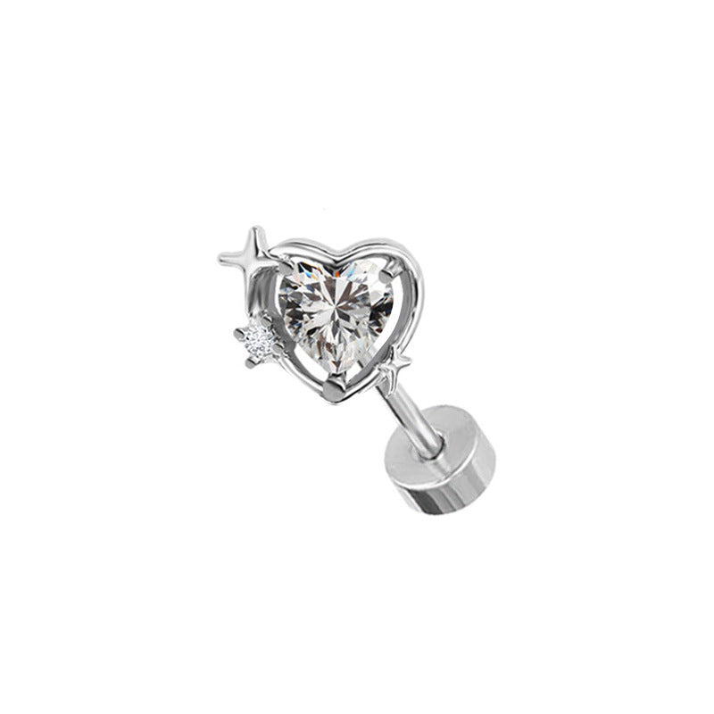 Heart Shape Butterfly Ear Cartilage Rings & Studs - 316 Stainless Steel & Silver Plated Copper