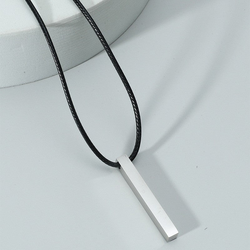 Three-Dimensional Pillar Stainless Steel Pendant Necklace