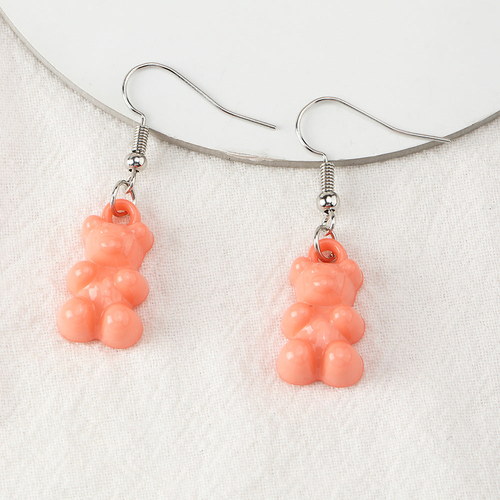 Cross-border Ins Cute Color Bear Earrings Earrings Soft Cute Girl Earrings