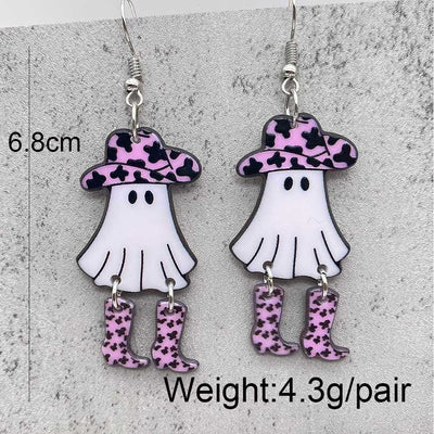 1 Pair Streetwear Halloween Candy Basket Ghost Face Acrylic Drop Earrings