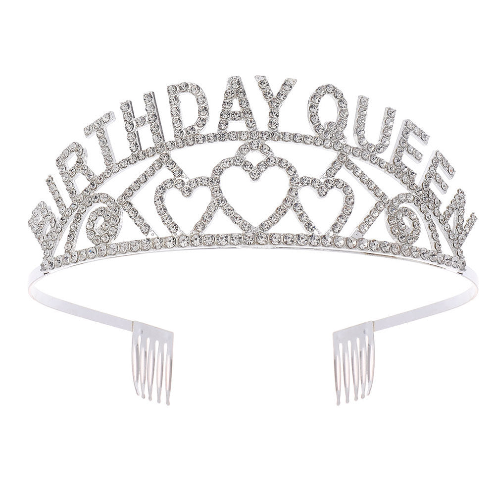 Women's Classic Crown Alloy Hair Band and Sparkling Diamond Party Headband Set