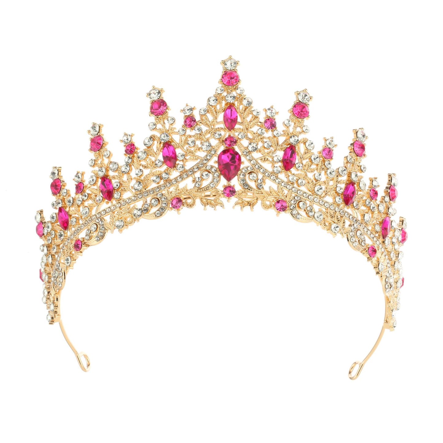 Simple Alloy Zircon Inlay Crown Tiara Headband Bridal Hair Accessories