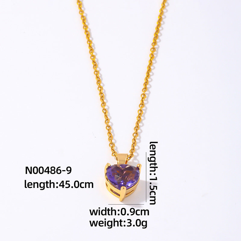 Elegant Heart Shape Gold Plated Zircon Pendant Necklace