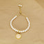 18K Gold Plated Adjustable Letter Pendant Imitation Pearl Bracelet