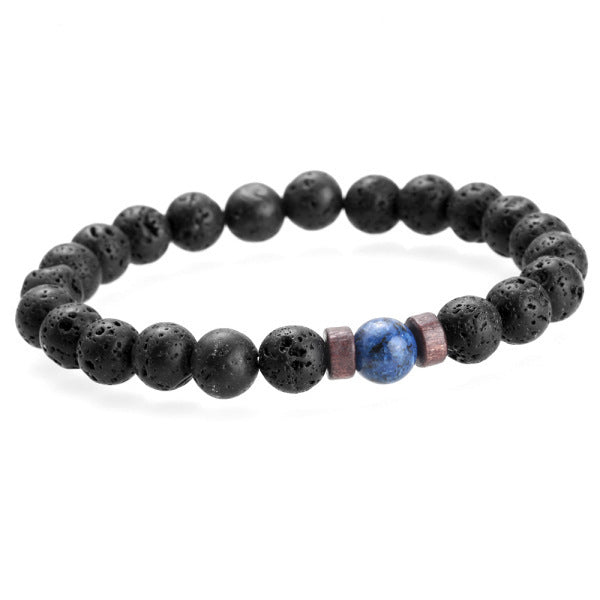 Retro Geometric Volcanic Rock Beaded Bracelet for Men