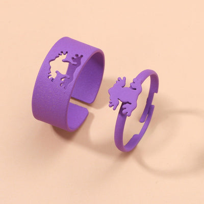 Fashion Star Butterfly Airplane Metal Unisex Open Ring Set - Creative Animal Design Adjustable Rings