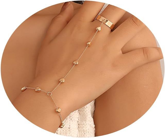 Minimalist Pearl & Bead Copper Bracelet with Zircon Love Chain