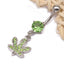 Elegant Sunflower Maple Leaf Rhinestone Inlay Belly Ring - Stainless Steel and Copper with White Gold Plating