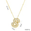 Korean Style Gold Plated Zircon Letter Pendant Necklace