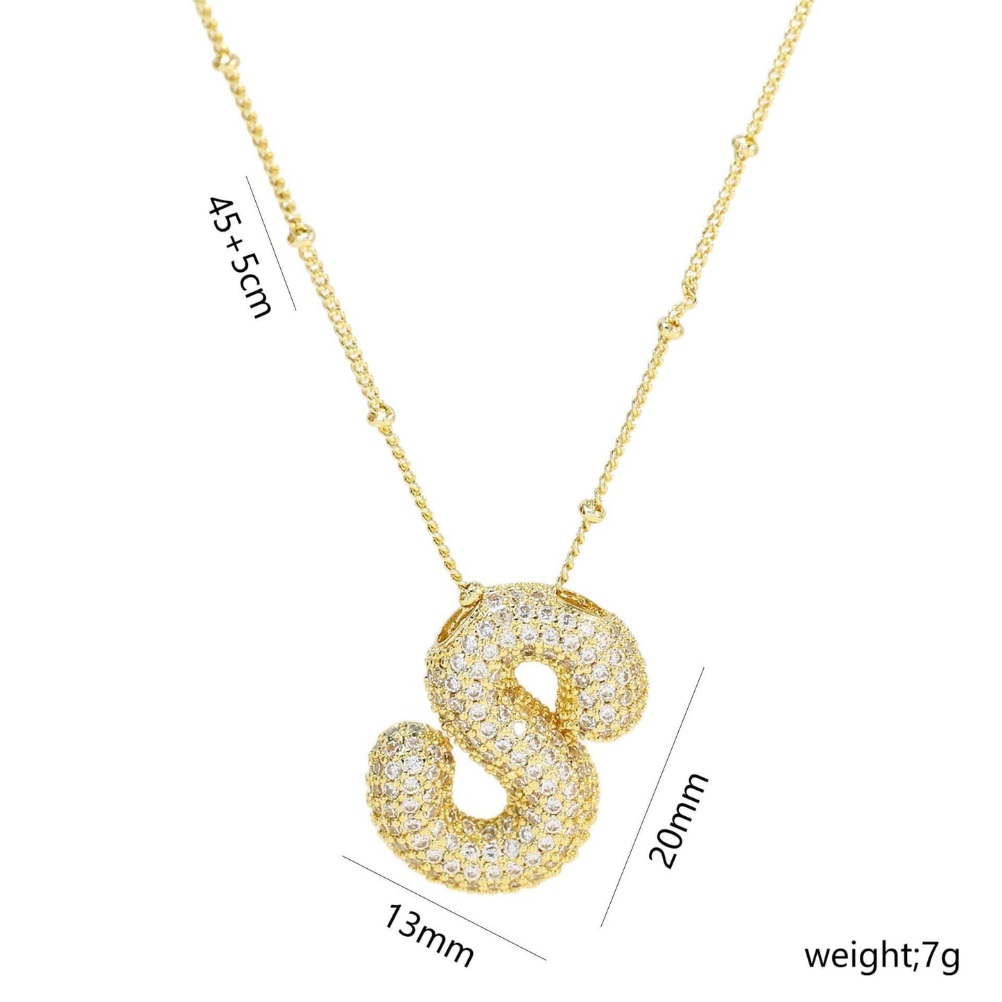 Korean Style Gold Plated Zircon Letter Pendant Necklace