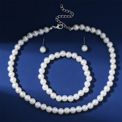 Elegant Pearl Jewelry Set - Necklace, Earrings, and Bracelet