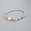 S925 Sterling Silver Smiley Face Beaded Elastic Bracelet - Minimalist Korean Design