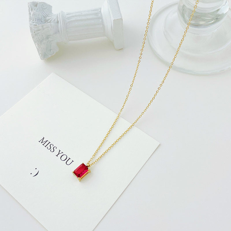 Elegant Minimalist Stainless Steel Rhinestone Pendant Necklace