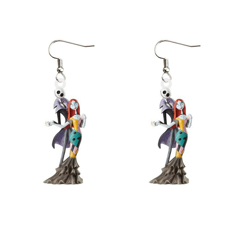 1 Pair Grinch Cartoon Character Acrylic Drop Earrings for Christmas Holiday