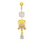 Elegant Heart Belly Ring with Zirconia and Gold Plated Stainless Steel