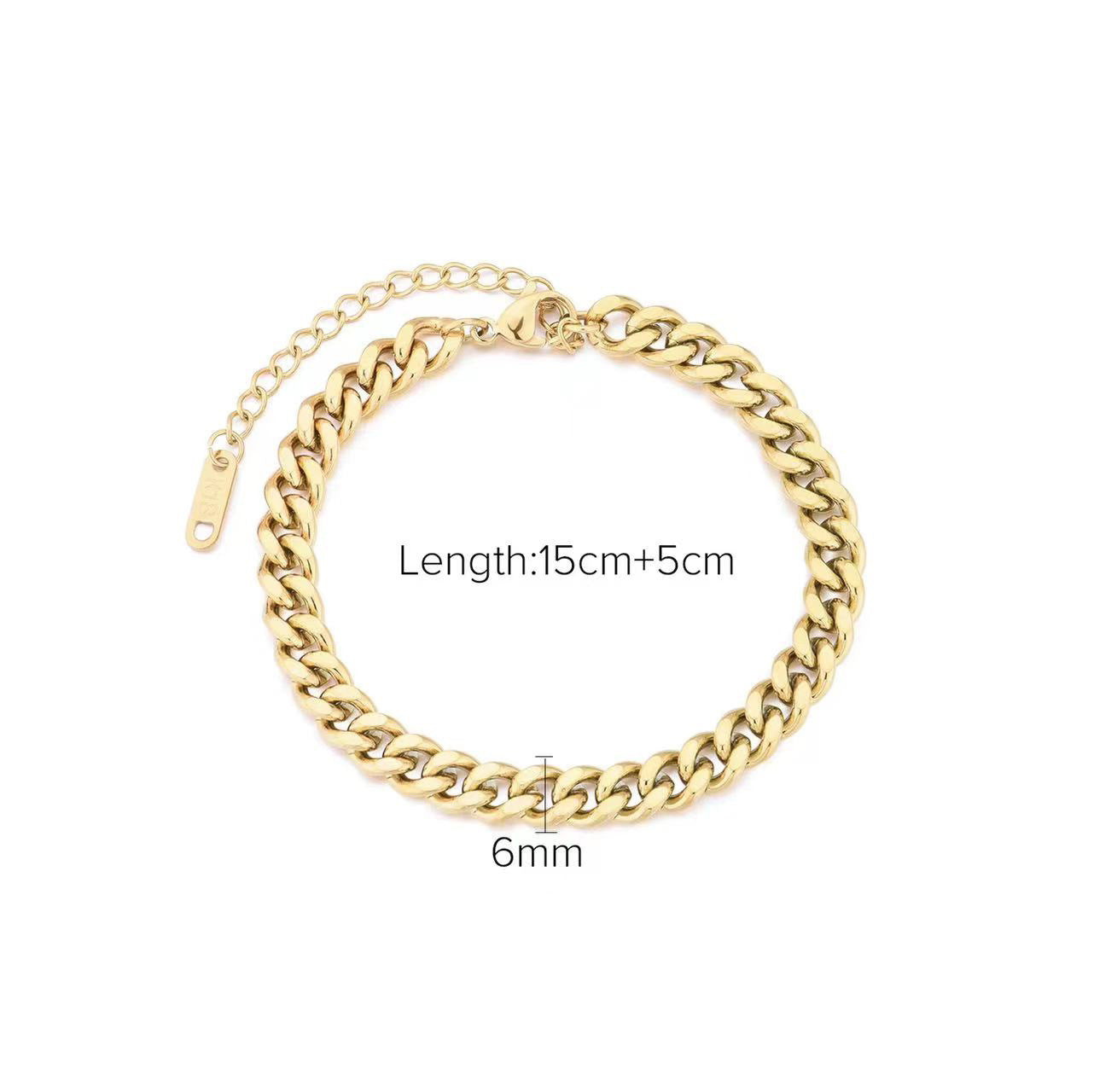 18K Gold Plated Stainless Steel Double Layer Cuban and Snake Chain Bracelet