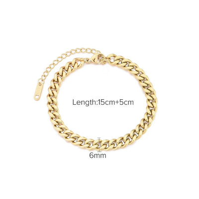 18K Gold Plated Stainless Steel Double Layer Cuban and Snake Chain Bracelet