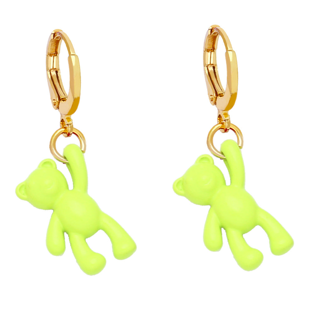 Bear Earrings for Women - Retro Candy Color Copper Design