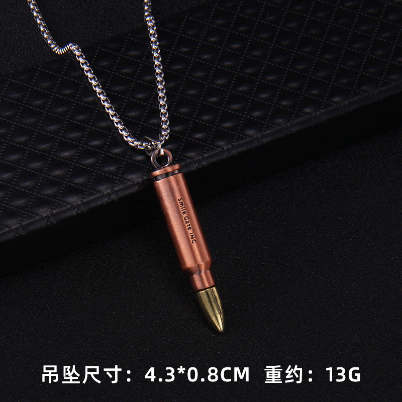 Punk Bullet Stainless Steel Pendant Necklace with Retro Hip Hop Style