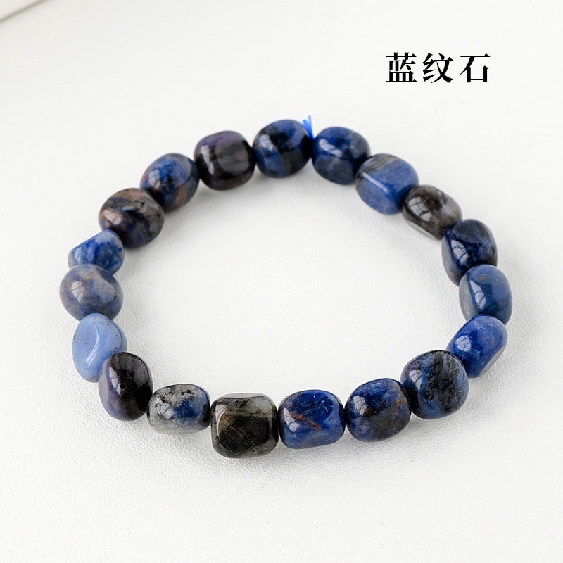 Simple Round Natural Stone Crystal Beaded Bracelet for Women