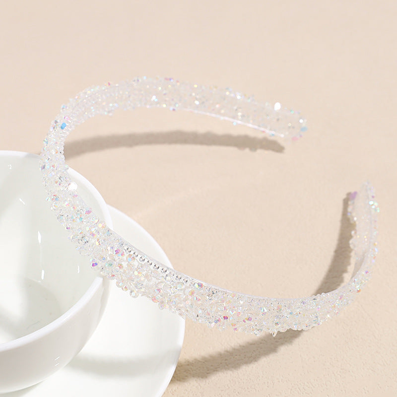 Simple Classic Solid Color Resin Inlay Jelly Rhinestone Hairband