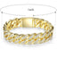 18K Gold Plated Zircon Brass Hip-Hop Cuban Chain Tennis Bracelet 15mm for Men and Women