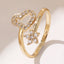 Fashion Geometric Heart Zircon Open Ring