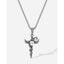 Hip-Hop Vintage Cross Heart Snake Stainless Steel Zircon Men's Pendant Necklace