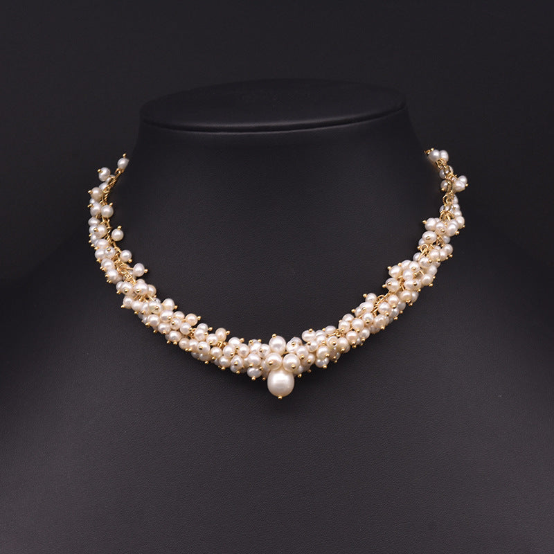 Retro Multi-Layer Freshwater Pearl Necklace with 18k Gold Plating