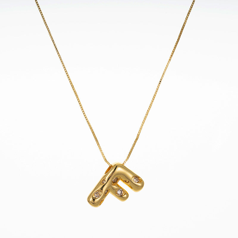 Elegant Gold Plated Zircon Letter Pendant Necklace - Minimalist Design