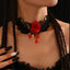 Gothic Rose Wings Lace Tassel Choker Necklace