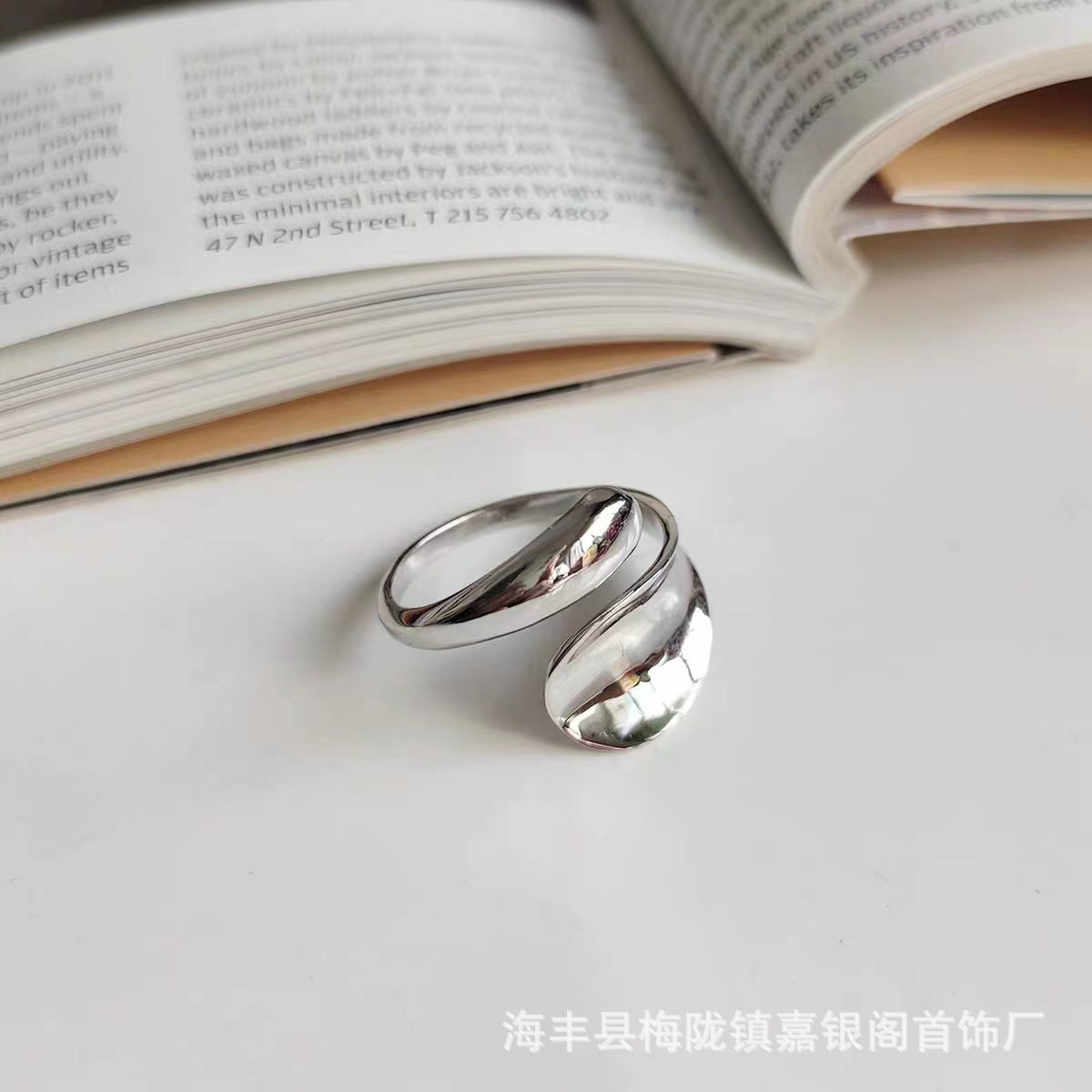 Fashion Geometric Gold Plated S925 Silver Waterdrop Ring