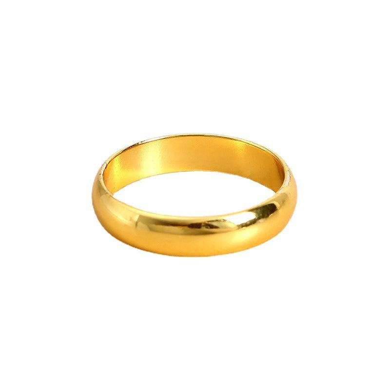 Vacuum-Plated Glossy Gold Couple Engagement Rings - Niche Design Index Finger Rings