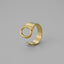 Fashion Alphabet Titanium Steel Gold Plated Open Ring