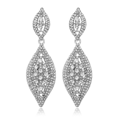 Elegant Geometric Alloy Water Drop Crystal Clip-On Earrings