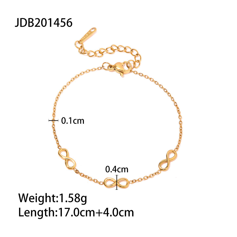 18K Gold-Plated Infinity Symbol Stainless Steel Bracelet - Trendy Fashion Jewelry