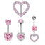 1 Piece 1 Set Belly Rings Hip-Hop Heart Shape 316 Stainless Steel  Inlay Zircon Belly Rings