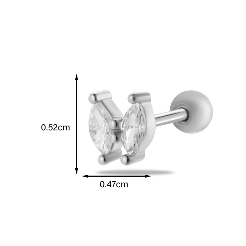 Heart & Butterfly Zircon Stainless Steel Cartilage Earrings