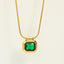 Retro Geometric Titanium Steel Plating Inlay Zircon 18K Gold Plated Pendant Necklace