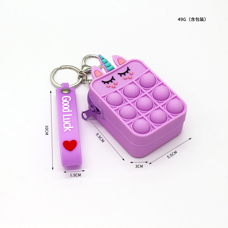 Cute Animal Silicone Keychain and Pop Bubble Coin Purse for Kids